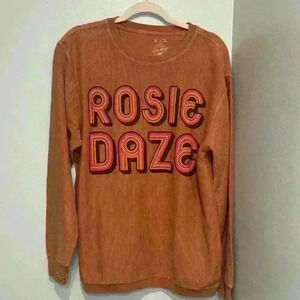 Rosie Daze Boutique Orange Retro Sweatshirt Size Small